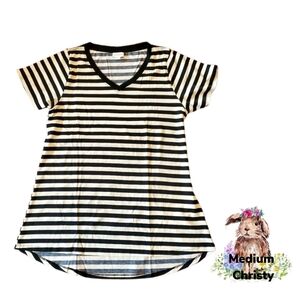 LuLaRoe Black and White Striped Tee